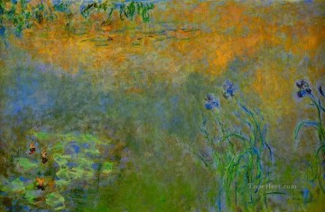  Claude Pintura - Estanque de nenúfares con lirios Claude Monet